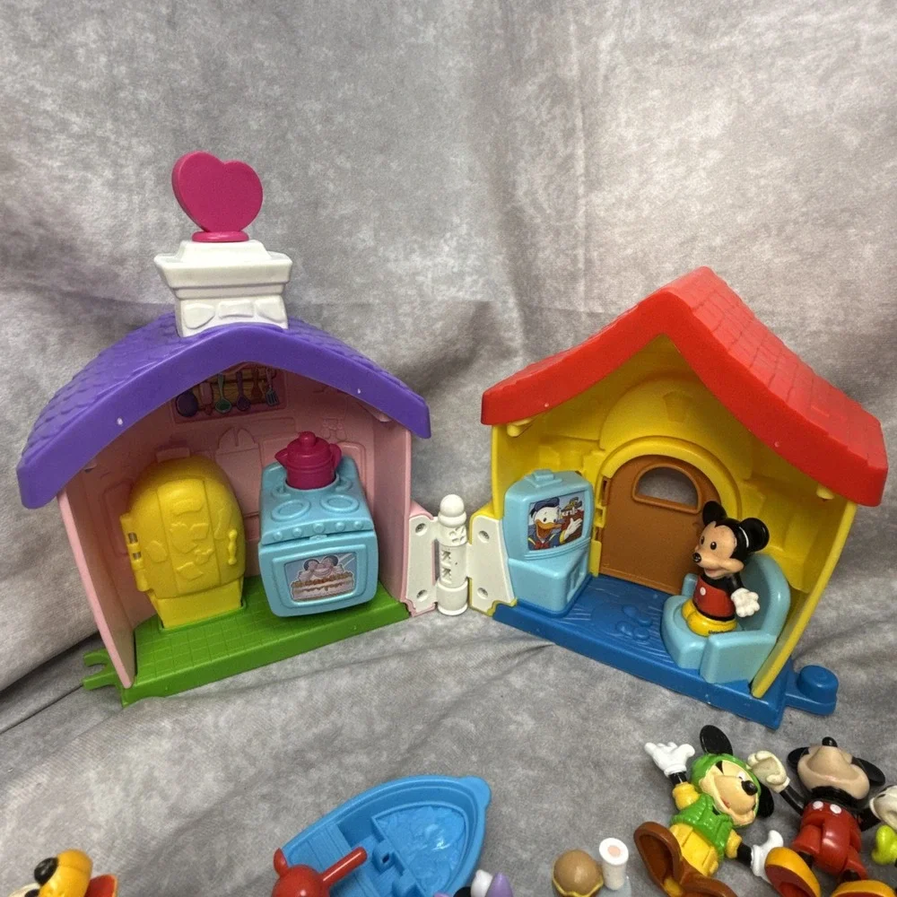 Fisher Price Little People Mickey & Minnie Mouse House Figures Lot Of 28 Vintage